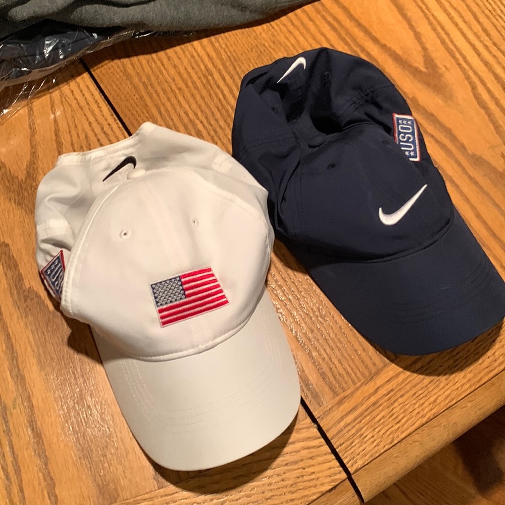 Navy and White USO Nike hats
